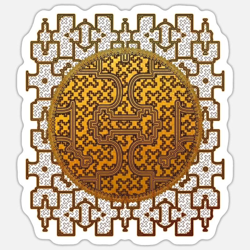 Shipibo Conibo Pattern Ayahuaska Voyage - Sticker taille S (10 x 10 cm) - blanc mat
