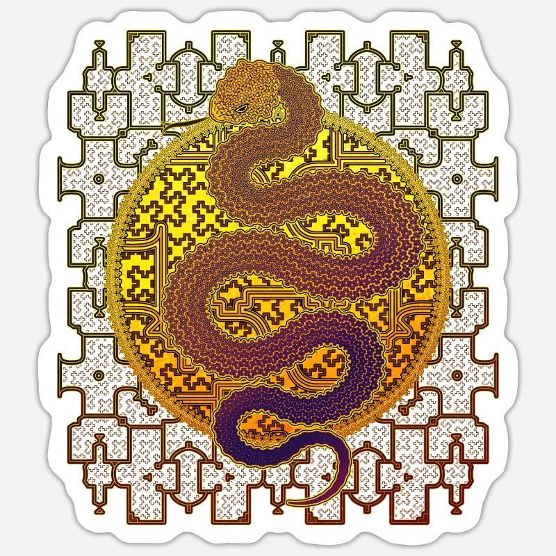 Shipibo Conibo Pattern Ayahuaska Snake Sticker size S (10 x 10 cm)