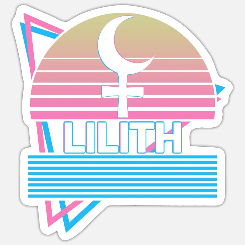 Lilith Darkness Moon Retro - Sticker size S (10 x 10 cm) - white matte