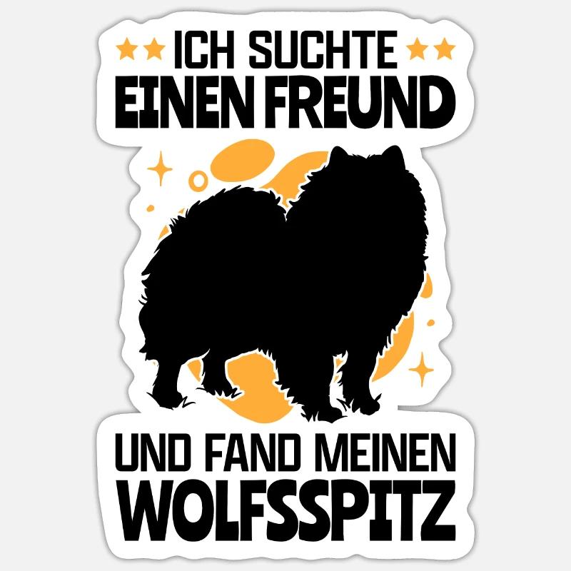 Suchte Wolfsspitz deutscher Spitz Keeshond - Sticker Größe S (10 x 10 cm) - Mattweiß