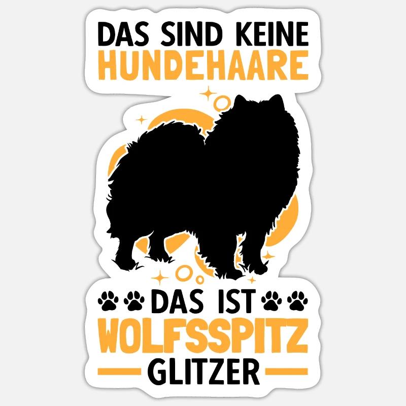 Wolfsspitz Glitzer deutscher Spitz Keeshond Sticker Größe S (10 x 10 cm)