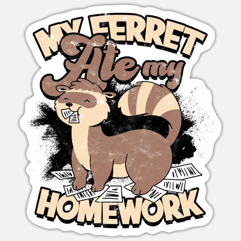 Mon furet a mangé mes devoirsfun scool - devoirs Sticker taille S (10 x 10 cm)