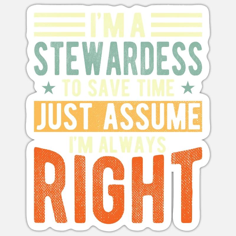 Stewardess - Sticker size S (10 x 10 cm) - white matte