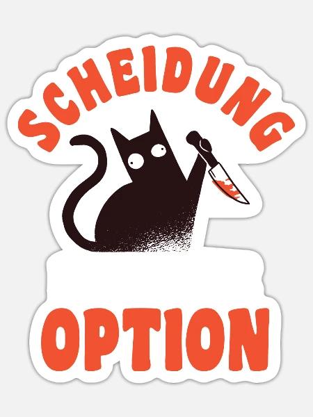 Geschieden Scheidung Katze Scheidungsparty - Sticker Größe S (10 x 10 cm) - Mattweiß