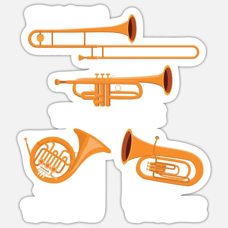 Petit Trombone Curvy Trombone Trombone Épais Sticker taille S (10 x 10 cm)