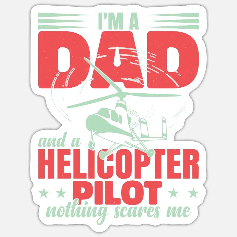 Funny Pilot Dad Helicopter - Sticker size S (10 x 10 cm) - white matte