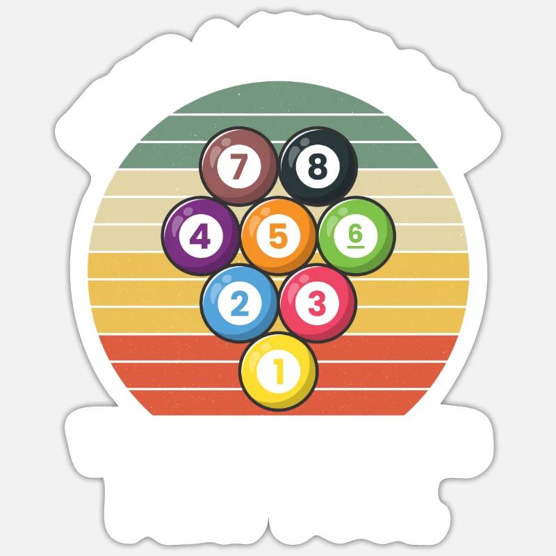 Devis Vintage Billard Billard 8 Ball Sticker taille S (10 x 10 cm)