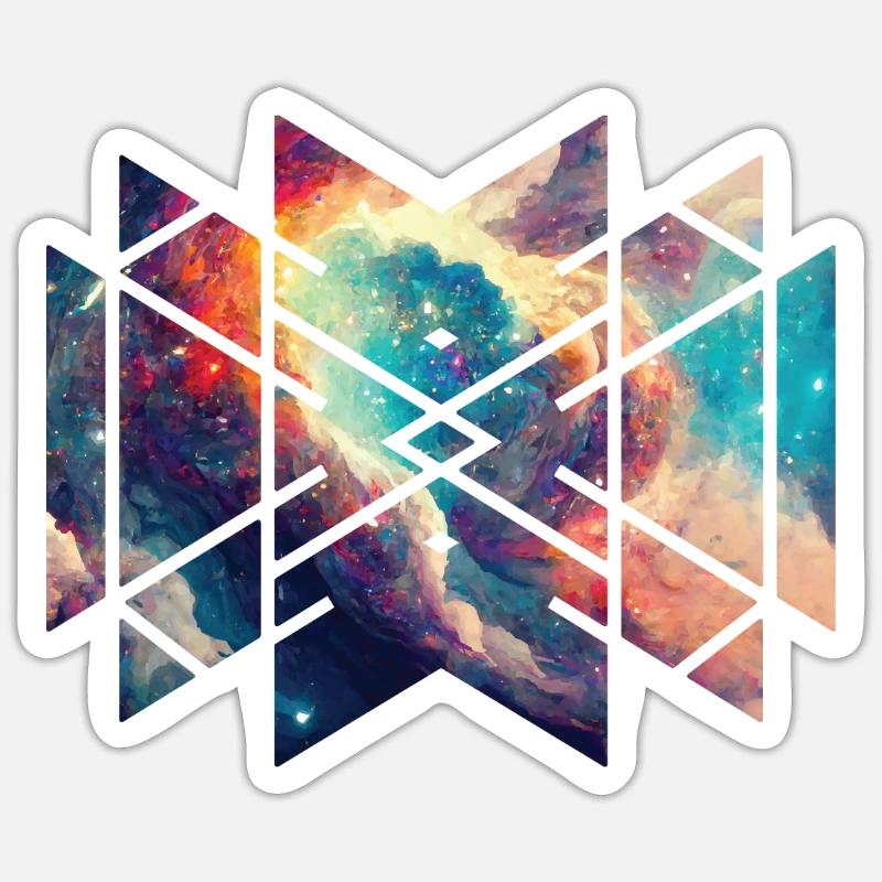 Sacred Geometry Nebula Colorful Universe Outer - Sticker size S (10 x 10 cm) - white matte