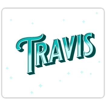 Le nom de Travis personnalisé - Sticker taille S (10 x 10 cm) - blanc mat - Devant