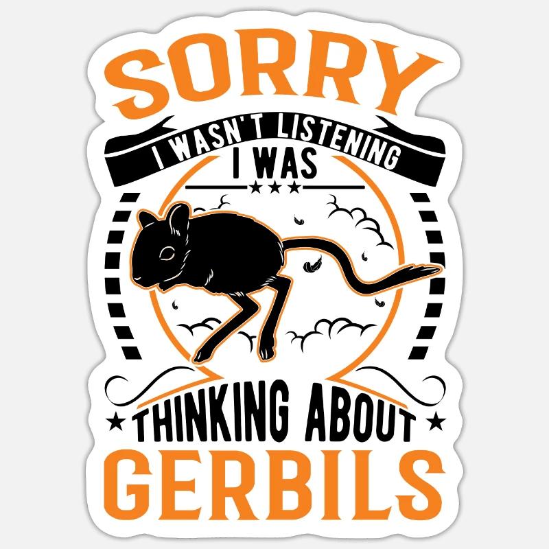 Gerbille Cadeau Rat de course mongol Gerbille Sticker taille S (10 x 10 cm)