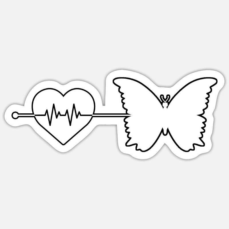 Battement de cœur papillon - Sticker taille S (10 x 10 cm) - blanc mat