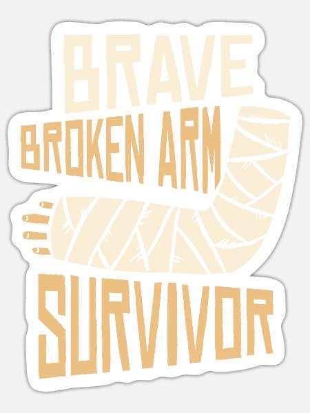 Gute Besserung Gebrochener Arm Knochenbruch - Sticker Größe S (10 x 10 cm) - Mattweiß
