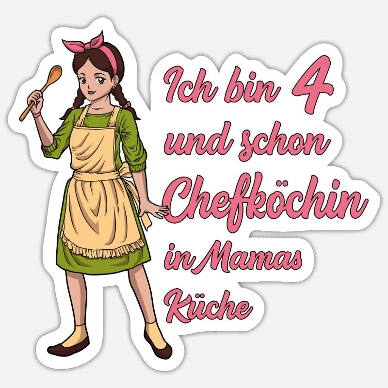 Ich bin 4 - Mädchen Koch Sticker Größe S (10 x 10 cm)