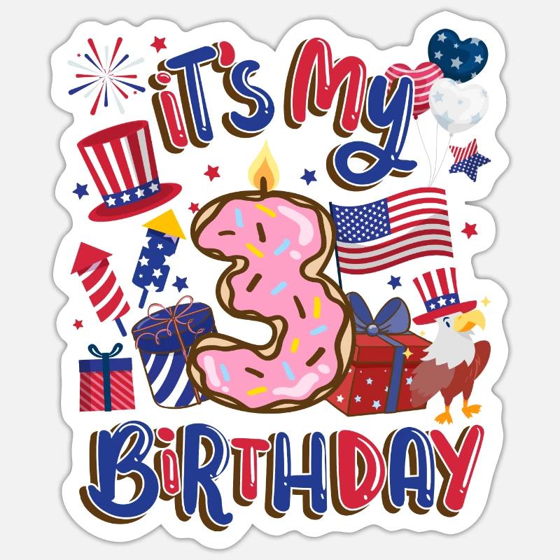 C’est mon 3ème anniversaire Eagle le 4 juillet Sticker taille S (10 x 10 cm)