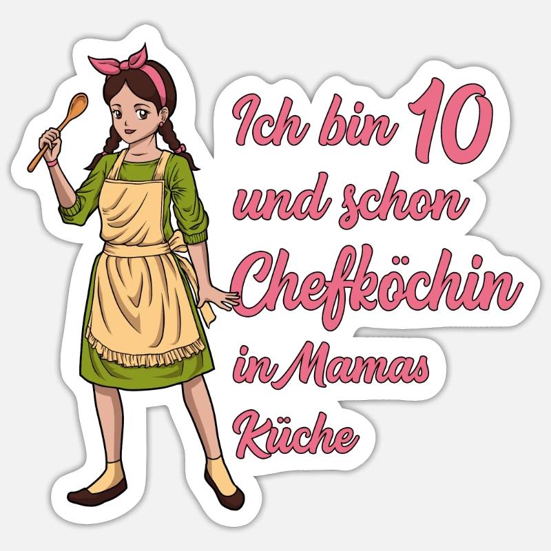 Ich bin 10 - Mädchen Koch Sticker Größe S (10 x 10 cm)