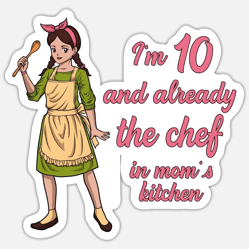 Ich bin 10 - Mädchen Koch Sticker Größe S (10 x 10 cm)