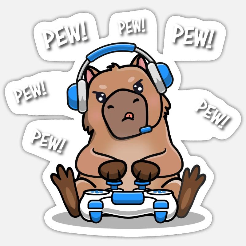 Capybara - Sticker taille S (10 x 10 cm) - blanc mat
