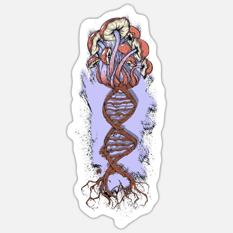 Champignons et ADN - ADN - Sticker taille S (10 x 10 cm) - blanc mat