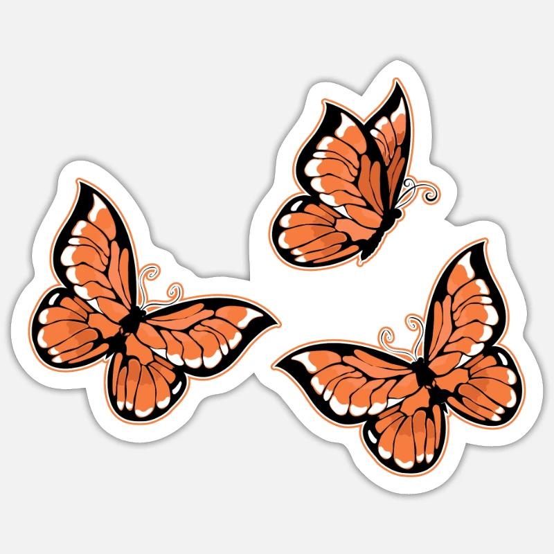 Three orange butterfly - butterflies pattern Sticker size S (10 x 10 cm)