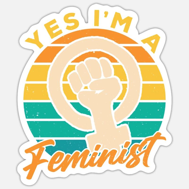 Ja Ich Bin Ein Feminist Feministisch Feminismus - Sticker Größe S (10 x 10 cm) - Mattweiß