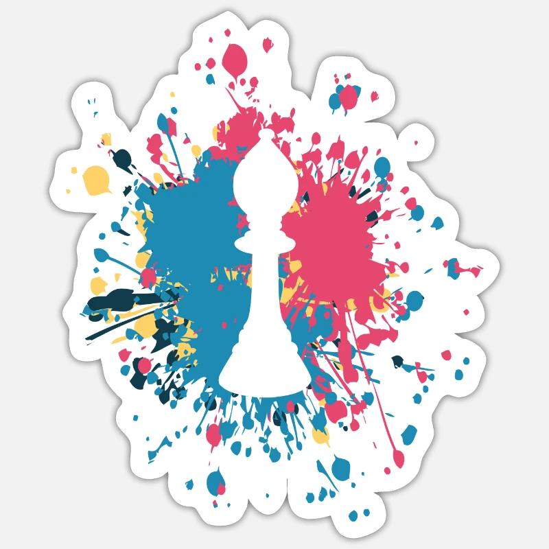 Chess Bishop Color Splash - Sticker size S (10 x 10 cm) - white matte