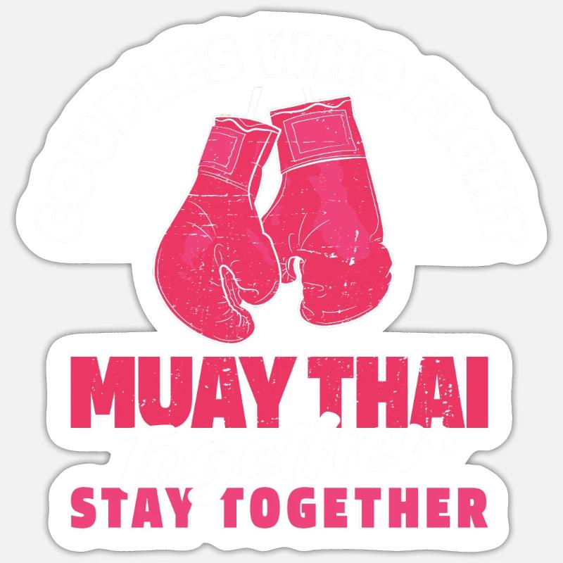 Muay Thai Boxe Paire - Sticker taille S (10 x 10 cm) - blanc mat