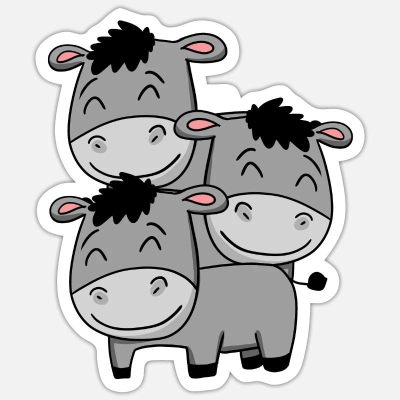 Ânes mignons - Sticker taille S (10 x 10 cm) - blanc mat