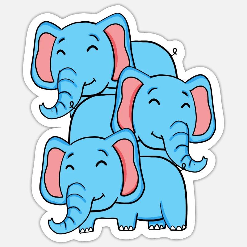 Éléphants mignons - Eléphant - Sticker taille S (10 x 10 cm) - blanc mat