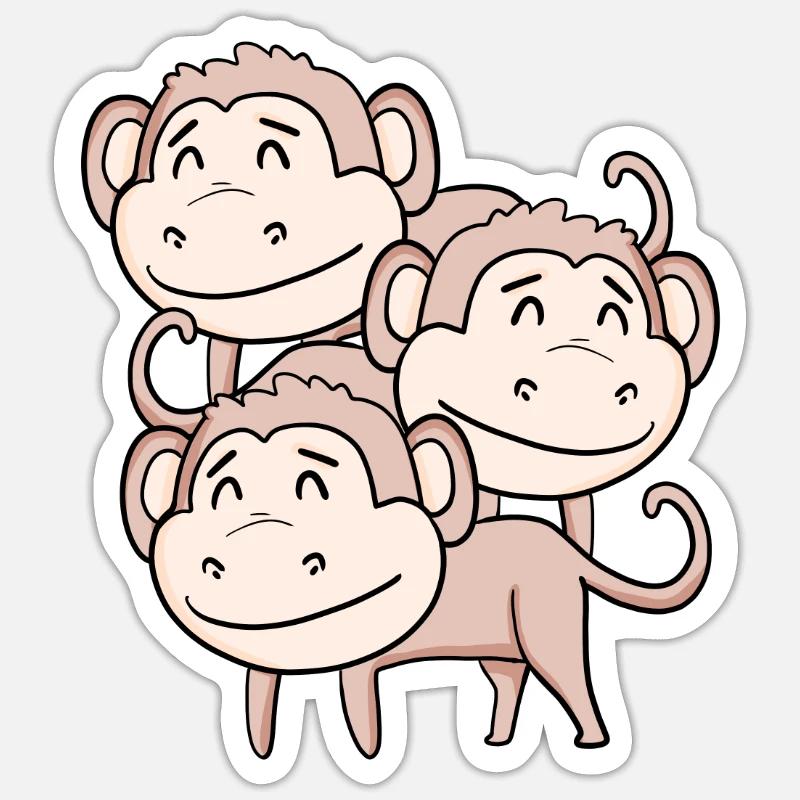 Cute Monkeys - Monkey - Sticker size S (10 x 10 cm) - white matte