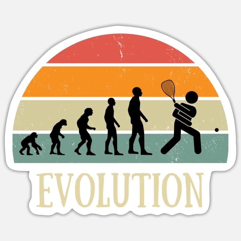 Evolution vintage squash man humor gift idea - Sticker size S (10 x 10 cm) - white matte