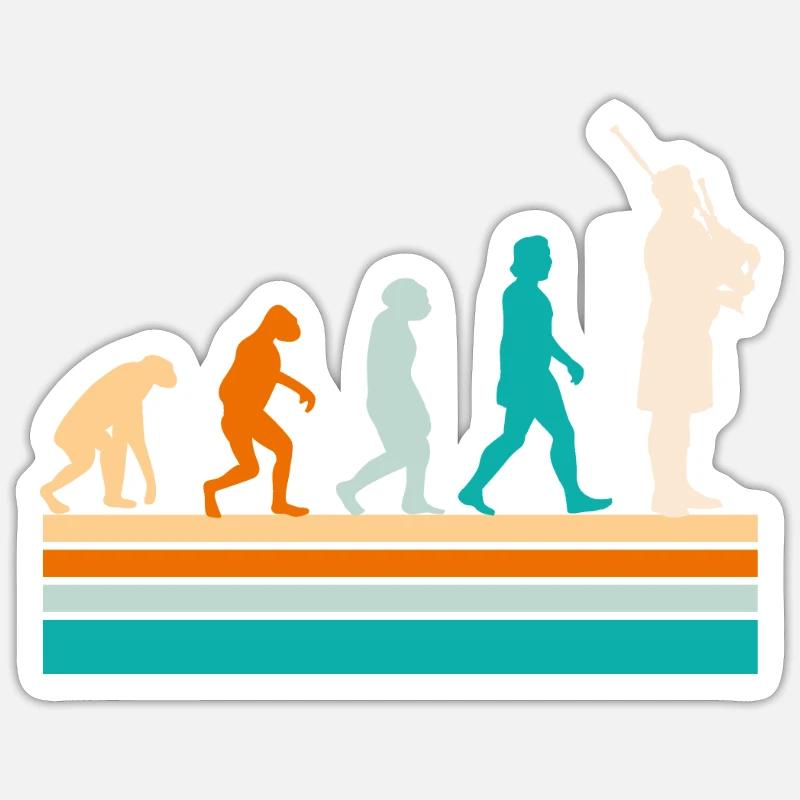 Musiker Dudelsackspieler Evolution Dudelsack - Sticker Größe S (10 x 10 cm) - Mattweiß