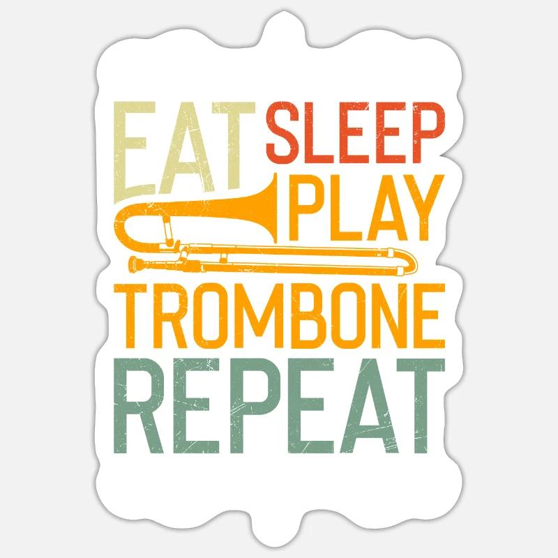 Alimentation Sommeil Jouer Trombone Répéter Trombone - Sticker taille S (10 x 10 cm) - blanc mat