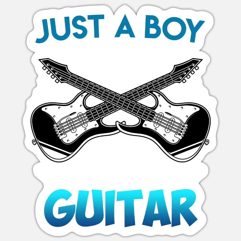 Nur ein Junge der gerne Gitarre spielt Gitarre - Sticker Größe S (10 x 10 cm) - Mattweiß