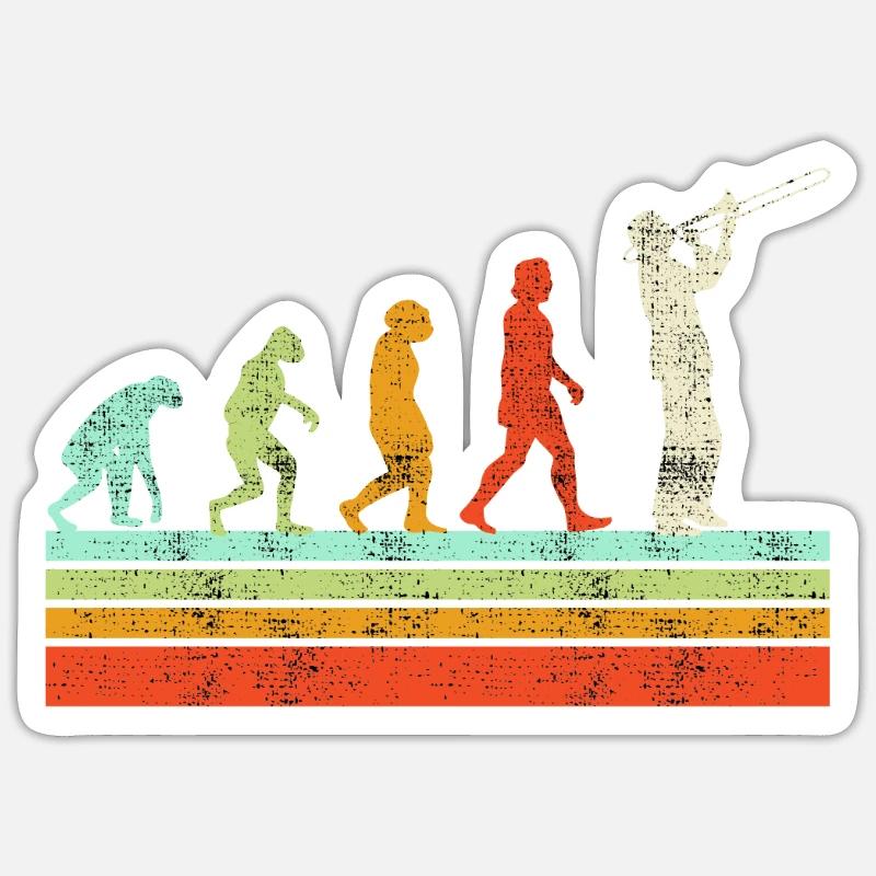 Musicien tromboniste l’évolution trombone - Sticker taille S (10 x 10 cm) - blanc mat