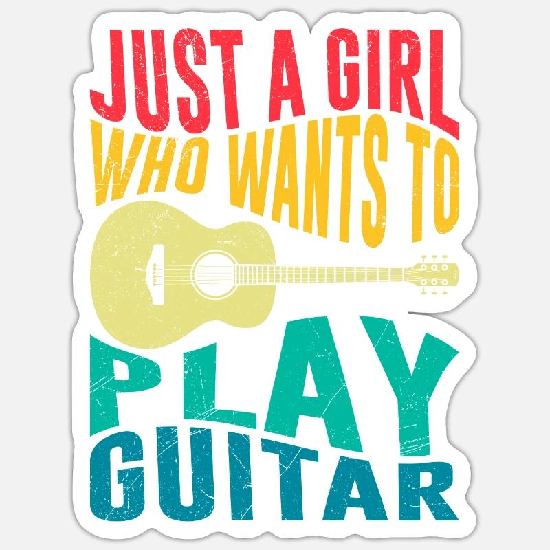 Musikerin Nur ein Mädchen das spielt gerne Gitarre - Sticker Größe S (10 x 10 cm) - Mattweiß