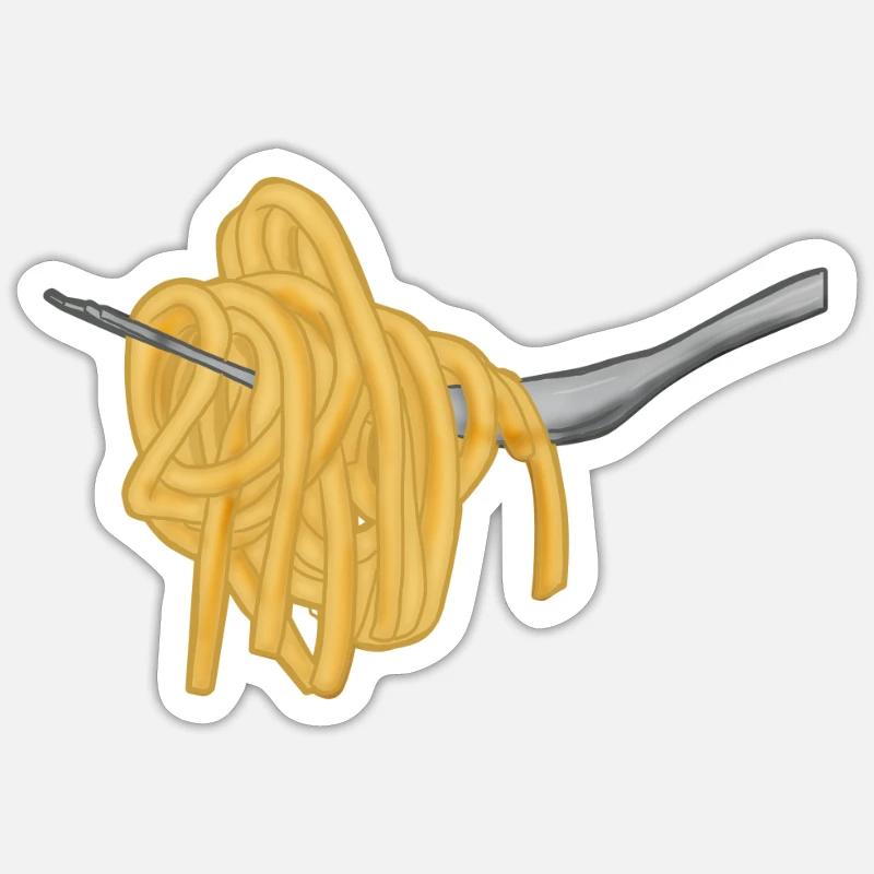 Nudeln Spaghetti Gabel - Sticker Größe S (10 x 10 cm) - Mattweiß