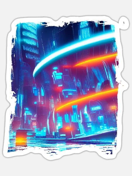 Cool Japanese World Japan Neon City - Sticker Größe S (10 x 10 cm) - Mattweiß
