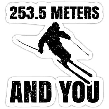 253,5 Meter Und Sie Fahren Ski - Sticker Größe S (10 x 10 cm) - Mattweiß - Vorne