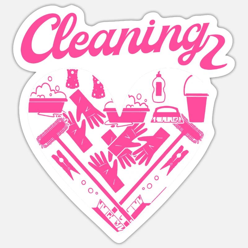 Femme de ménage Nettoyeuse - Sticker taille S (10 x 10 cm) - blanc mat