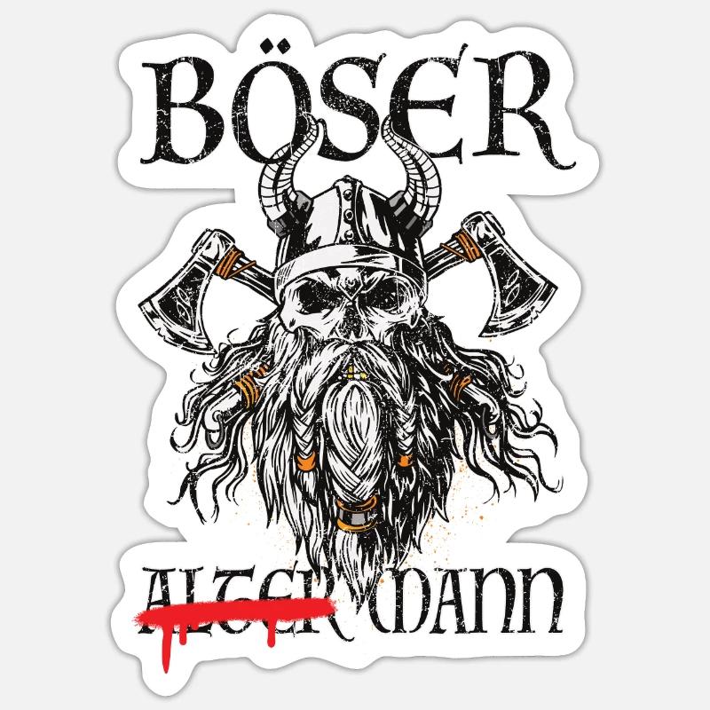 Böser Mann – Wikinger - Sticker Größe S (10 x 10 cm) - Mattweiß