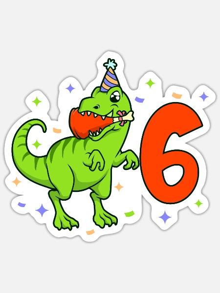 Mit TREX - Jungs Geburtstag 6 Jahre - Sticker Größe S (10 x 10 cm) - Mattweiß
