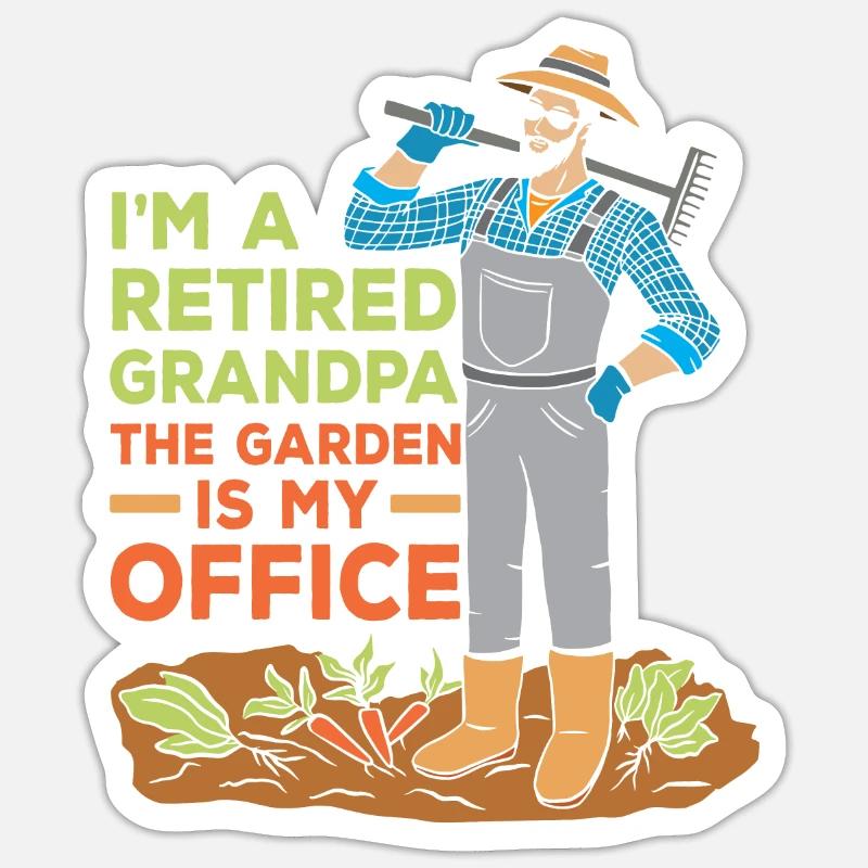 Bin Ein Opa Im Ruhestand Der Garten Ist Mein Büro - Sticker Größe S (10 x 10 cm) - Mattweiß