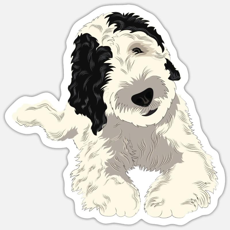 Sheepadoodle Hund Geschenk - Sticker Größe S (10 x 10 cm) - Mattweiß