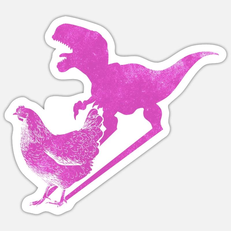 Vom T-Rex zum Huhn - Dinosaurier Evolution Sticker Größe S (10 x 10 cm)
