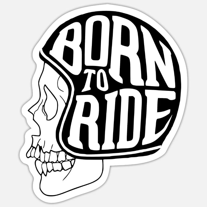 Født til at ride - Skull - Biker indtil jeg dør - Sticker størrelse S (10 x 10 cm) - mat hvid