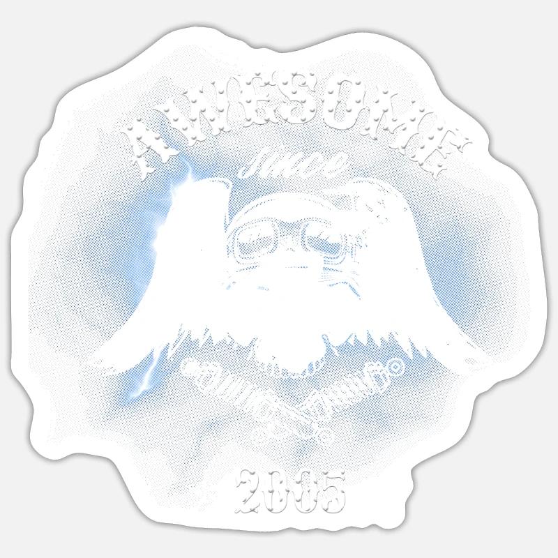 Awesome since 2005, Biker 18. Geburtstag - Sticker Größe S (10 x 10 cm) - Mattweiß