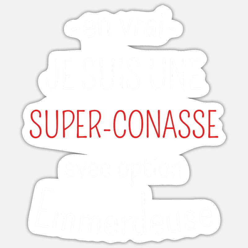 Super-conasse avec option emmerdeuse - Sticker taille S (10 x 10 cm) - blanc mat