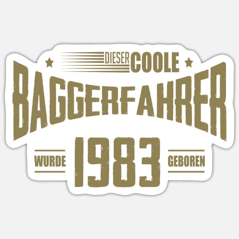 Geburtstag Baggerfahrer Baugeräteführer 1983 - Sticker Größe S (10 x 10 cm) - Mattweiß