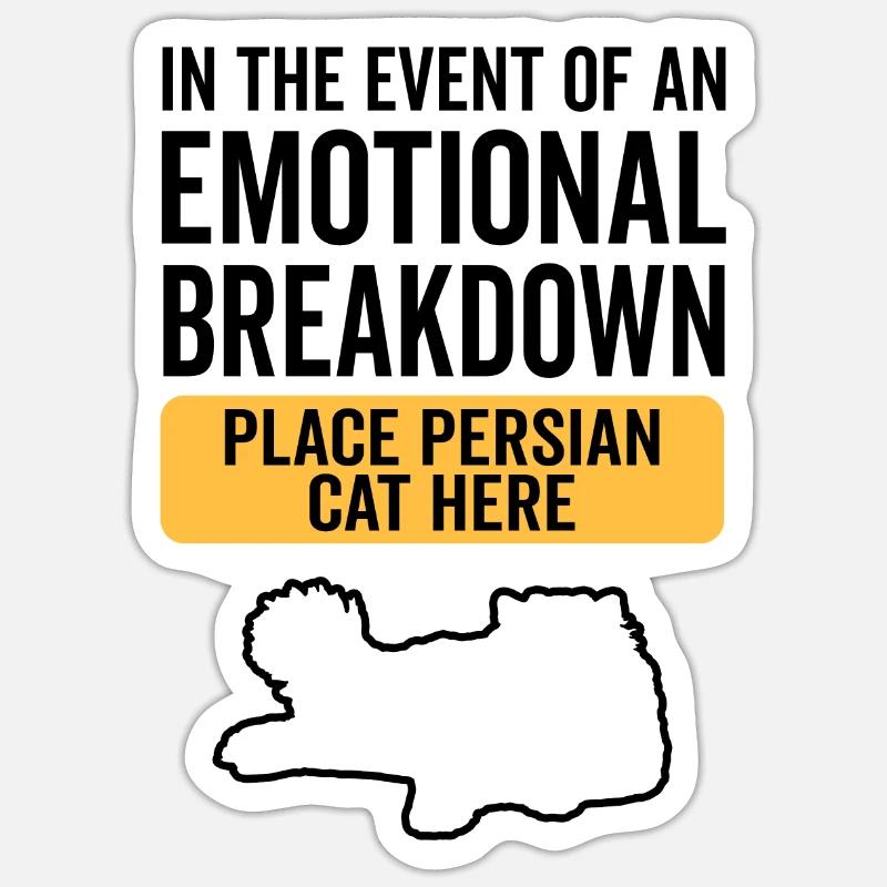 Émotionnel - Chat persan - Sticker taille S (10 x 10 cm) - blanc mat