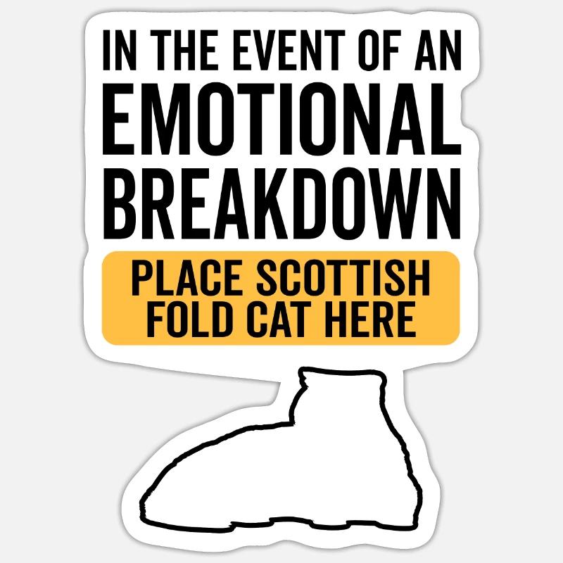 Émotionnel - Scottish Folding Cat - Sticker taille S (10 x 10 cm) - blanc mat